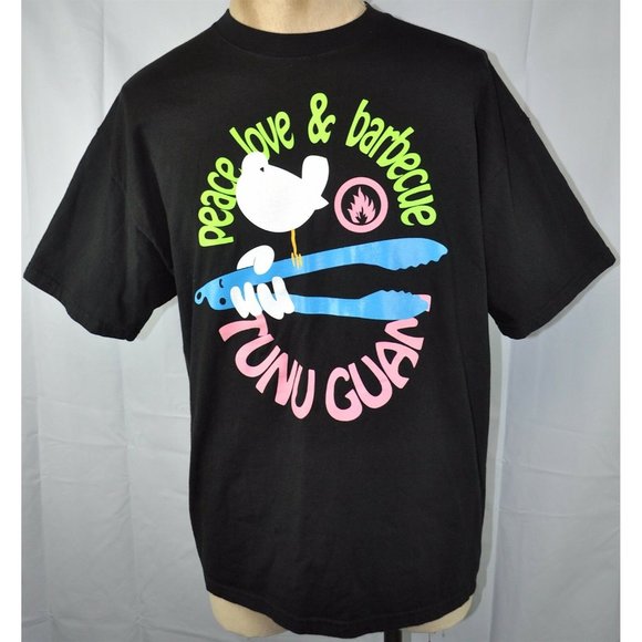 Tunu Guam BBQ Peace Love and Barbecue T-Shirt XL Mens Retired Woodstock Chamorro - Picture 2 of 7